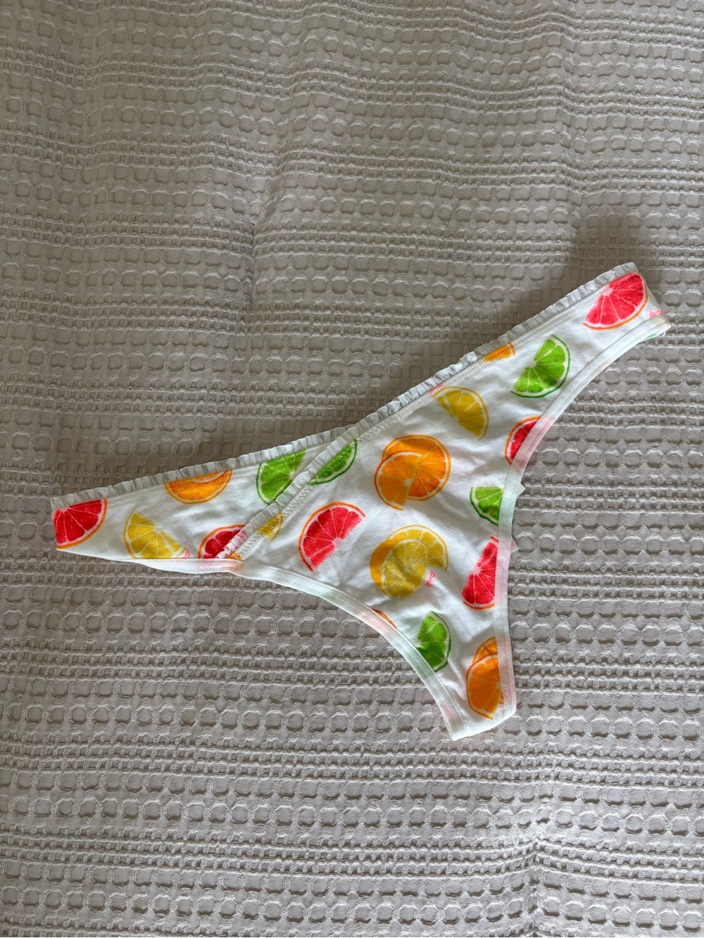 NWT PINK by Victoria’s Secret Thong with Colorful Citrus Print